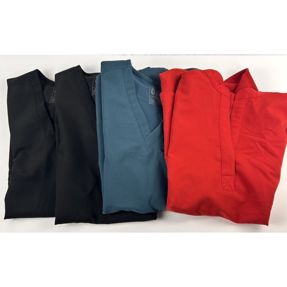 Figs XXS Womens Scrub Tops Lot Of 4 Black Red And Teal
